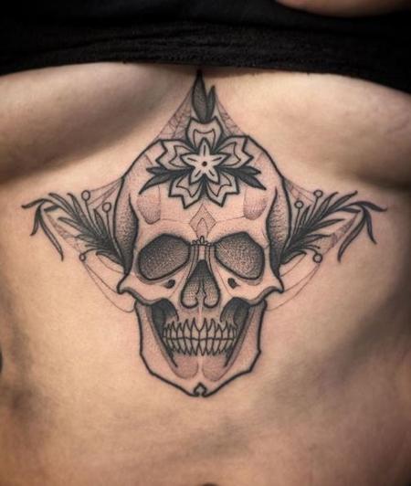 Tattoos - Billy Williams Skull Sternum - 140545